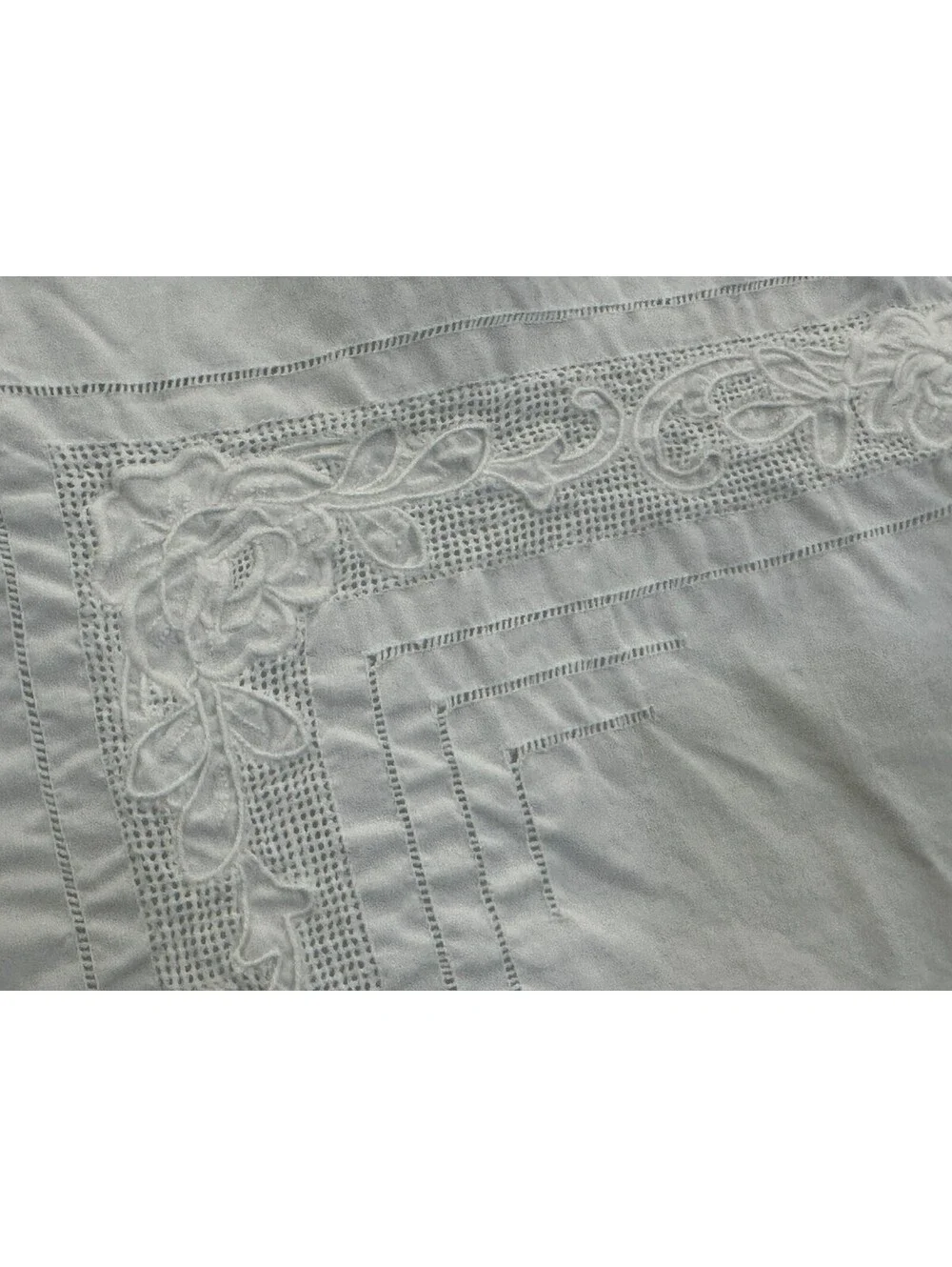 Vintage Card Table Tablecloth Topper Decorative Floral Embroidery Cutwork